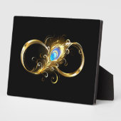 Plaque Photo Infinité avec plume de paon doré (Côté)