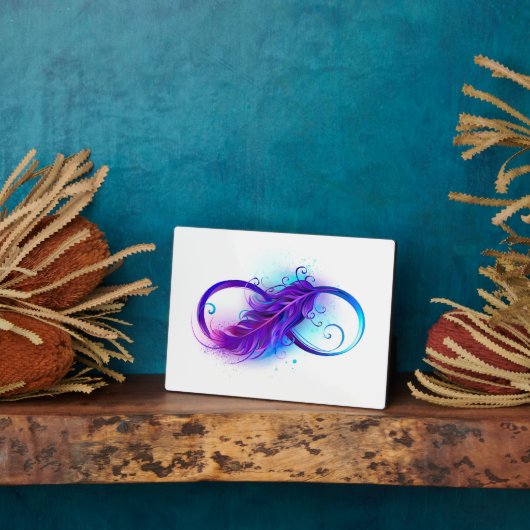 Plaque Photo Infinity with purple feather (Côté)