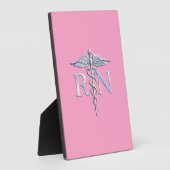 Plaque Photo Infirmière autorisée RN Caduceus sur le rose clair (Côté)