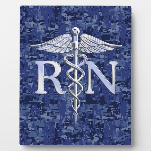 Plaque Photo Infirmière inscrite RN Silver Caduceus sur Camo de (Devant)