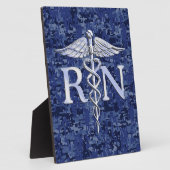 Plaque Photo Infirmière inscrite RN Silver Caduceus sur Camo de (Côté)