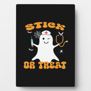Plaque Photo Infirmière Stick or Treat Drôle de Costume d'Hallo