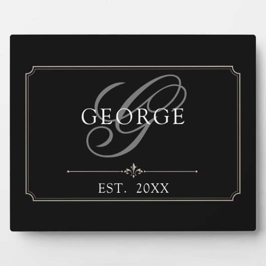 Plaque Photo Initiale de monogramme Script (Devant)