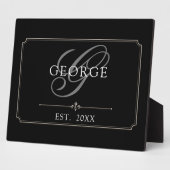 Plaque Photo Initiale de monogramme Script (Côté)