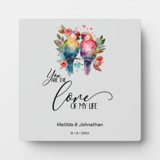 Plaque Photo Inséparables. Tu es l'amour de ma vie ! (Devant)