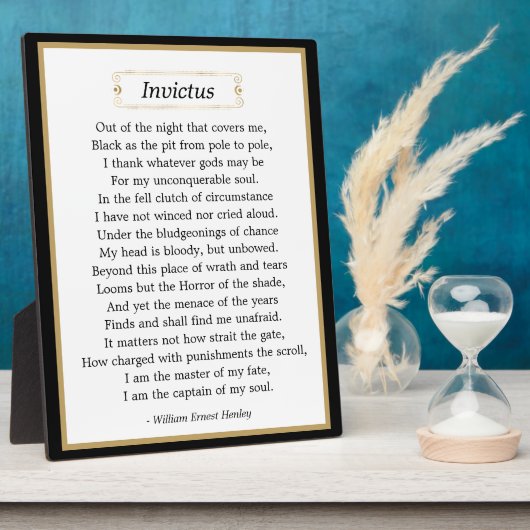 Plaque Photo Inspiration Invictus Poem Tabletop (Côté)