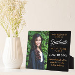 Plaque Photo Inspirational Quote Graduation Photo Chic Graduate<br><div class="desc">A classy custom graduation plaque in chic black and gold for a high school, college, or university from the class of 2024. Customize with your senior photo, school name and graduating class under the elegant calligraphy for a great personalized graduate gift. Simple and classy with an inspirational quote by William...</div>