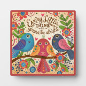 Plaque Photo Inspirational Three Birds Fun Cute Collab Citation (Devant)