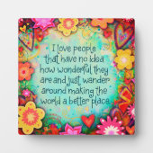 Plaque Photo Inspirationnel Plutôt J'Aime Les Gens Floral (Devant)