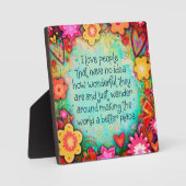 Plaque Photo Inspirationnel Plutôt J'Aime Les Gens Floral (Recto)