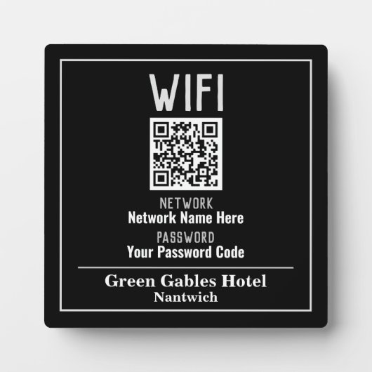 Plaque Photo Instructions WiFi avec code QR (Devant)