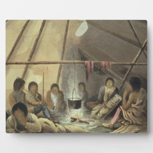 Plaque Photo Interior of a Cree Indian Tent, March 25th 1820, f