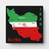 Plaque Photo Iran Map with Flag and Emblem (Devant)