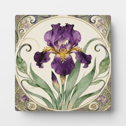Plaque Photo Iris Violet Art Nouveau (Devant)