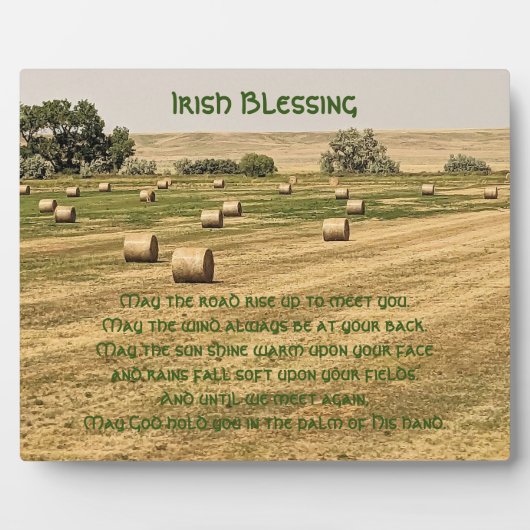 Plaque Photo Irish Blessing Hay Bales in a Field (Devant)