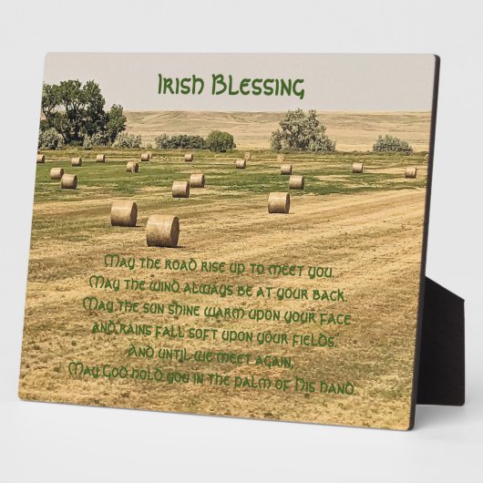 Plaque Photo Irish Blessing Hay Bales in a Field (Côté)