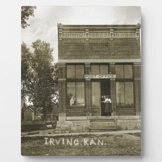 PLAQUE PHOTO IRVING KANSAS POST OFFICE PHOTO MARSHALL COUNT KS (Devant)