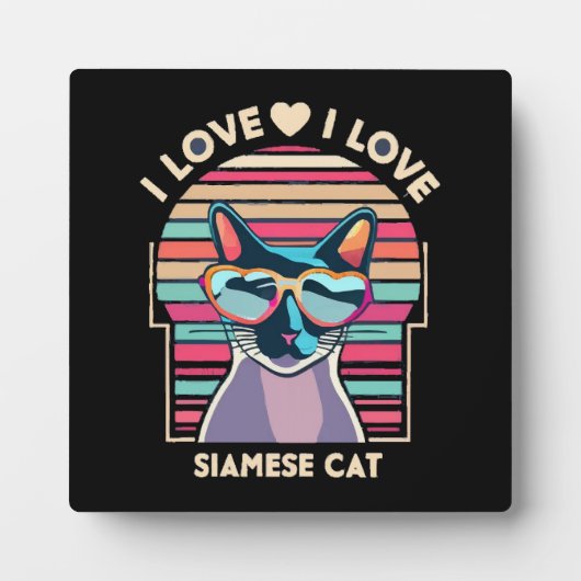 Plaque Photo J'adore le chat siamois (Devant)