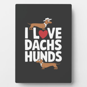 Plaque Photo J'adore les dachshunds Graphique amusant pour les