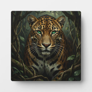 Plaque Photo Jaguar de la jungle aux yeux verts intenses