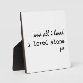 Plaque Photo J'Aimais Seul Edgar Allan Poe Citation (Recto)