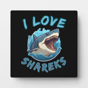 Plaque Photo J'aime les requins Fisher