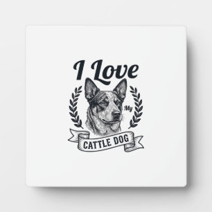 Plaque Photo J'aime mon chien de troupeau gravure vintage Desig