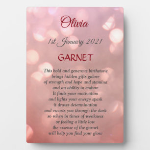 Plaque Photo Janvier Birthstone Garnet design