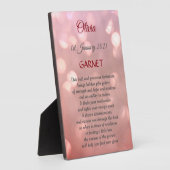 Plaque Photo Janvier Birthstone Garnet design (Côté)