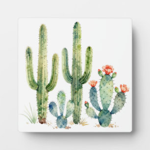 Plaque Photo Jardin de cactus du désert à l'aquarelle