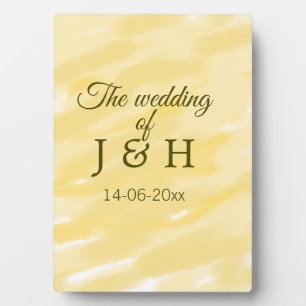 Plaque Photo Jaune beurre pastel le mariage du nom du couple
