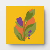 Plaque Photo Jaune d'ambre avec fleur violette (Devant)