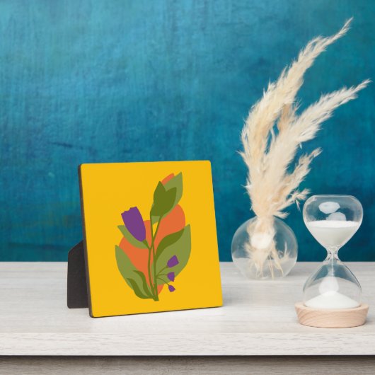 Plaque Photo Jaune d'ambre avec fleur violette (Insitu)