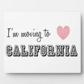 Plaque Photo Je déménage en Californie (Devant)