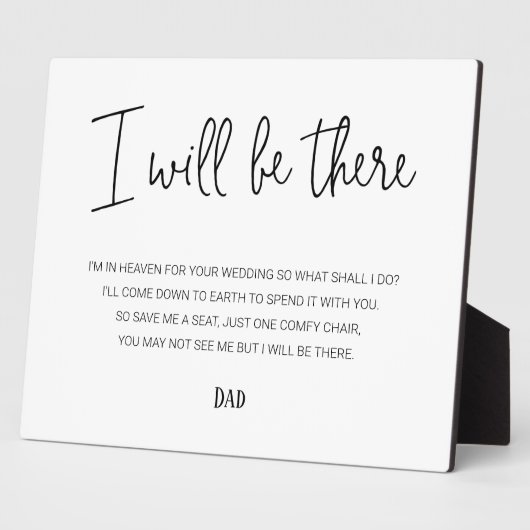 Plaque Photo Je Serai Là Chaise Memorial Avec Nom Mariage (Côté)