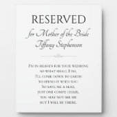 Plaque Photo Je suis dans le Ciel Mère de l'épouse Mariage rése (Devant)