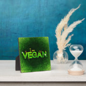 Plaque Photo Je Suis Vegan Écrit Avec Une Texture De Nature Gra (Insitu)