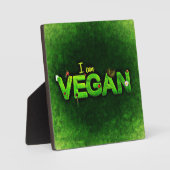 Plaque Photo Je Suis Vegan Écrit Avec Une Texture De Nature Gra (Recto)