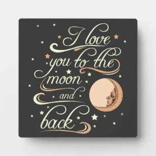 Plaque Photo Je T'Aime Sur La Lune Et Sur Le Dos Noir
