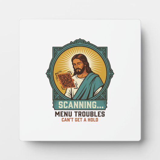 Plaque Photo Jésus Code QR flou ne scannera pas Menu Humour Tec (Devant)