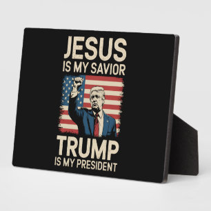 Plaque Photo Jésus est mon sauveur Trump est mon président 47 É