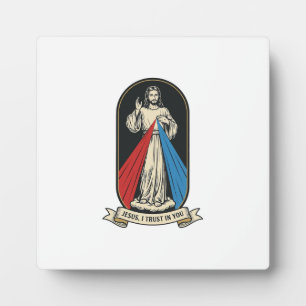 Plaque Photo Jésus miséricorde divine vintage