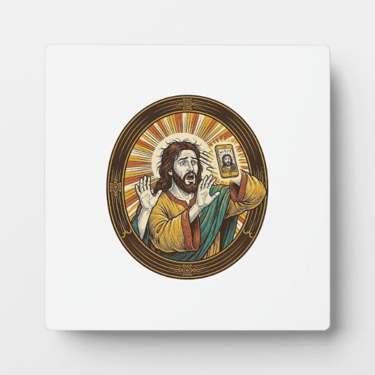 Plaque Photo Jesus Selfie Accidentel avec Double Menton Caméra  (Devant)