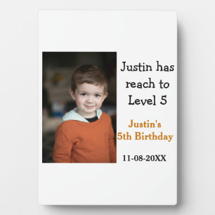 Plaque Photo Jeu de 5e anniversaire sur garçon photo nom date m