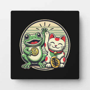 Plaque Photo Jin Chan et Maneki Neko - La chance et la prospéri