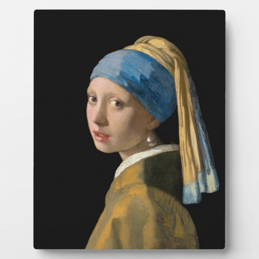 Plaque Photo Johannes Vermeer - Fille avec une oreille perle (Devant)