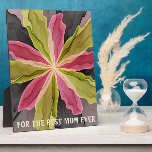 Plaque Photo Joie, Rose Vert Anthracite Fleur Fractal Meilleure