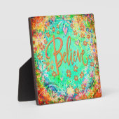 Plaque Photo Joli Aqua Floral Whimsical Boho Croire (Recto)