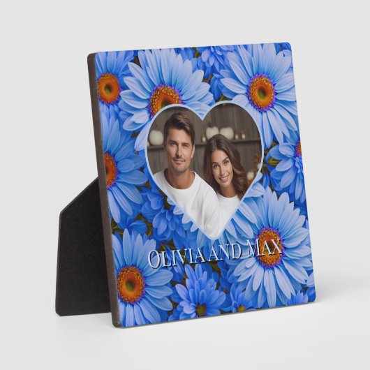 Plaque Photo Joli bleu bleu motif marguerite (Recto)