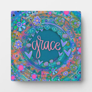 Plaque Photo Joli bleu Floral Inspiration Grace Easel